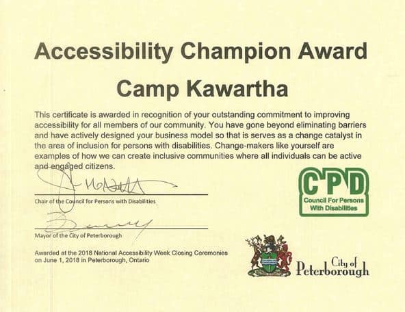 accessibility champion award certificate