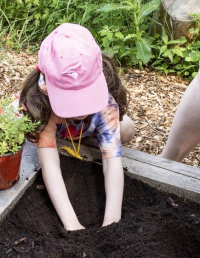 Young girl with hands in dirt